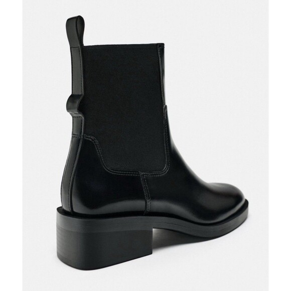 ZARA Studded Black Leather Chelsea Ankle Boots Removable Gold Studded Women US 9 - Picture 6 of 16